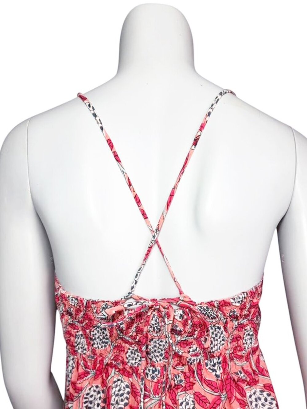 PERRY WALKER COLLECTIVE Annie Block Print Botanical Palm Beach Maxi Sundress - Picture 6 of 9